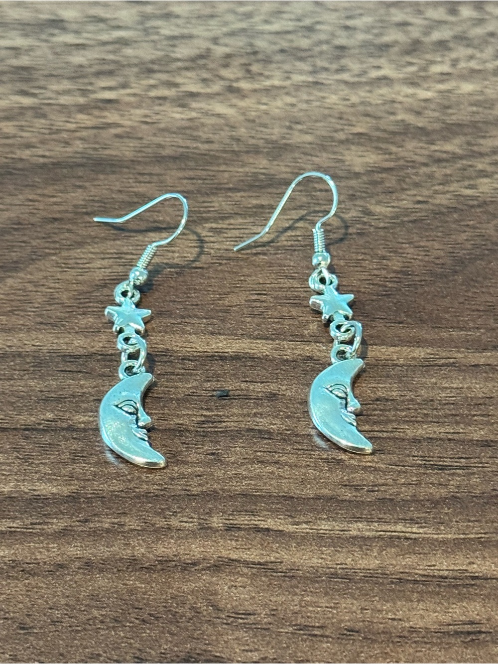Moon & Star Dangle Earrings - Silver-Tone Women’s Jewelry